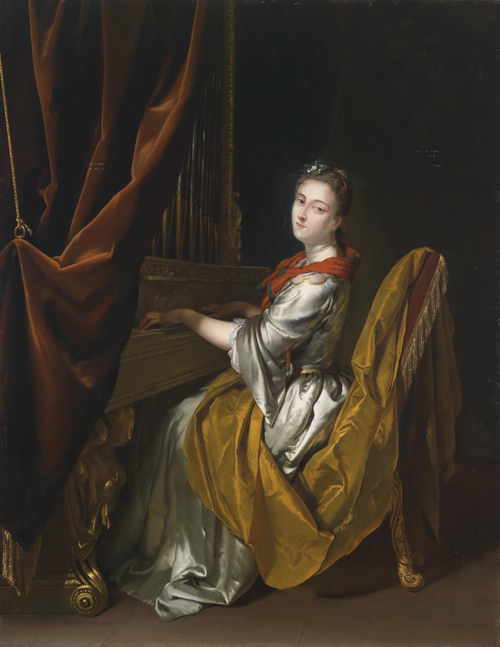Portret Barbary Janssens przy organach autorstwa Herman van der Mijn  