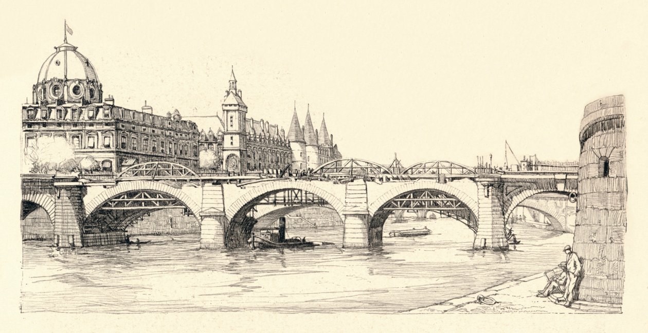 Prace na starym Pont Notre-Dame, 1913 1915 autorstwa Herman Armour Webster