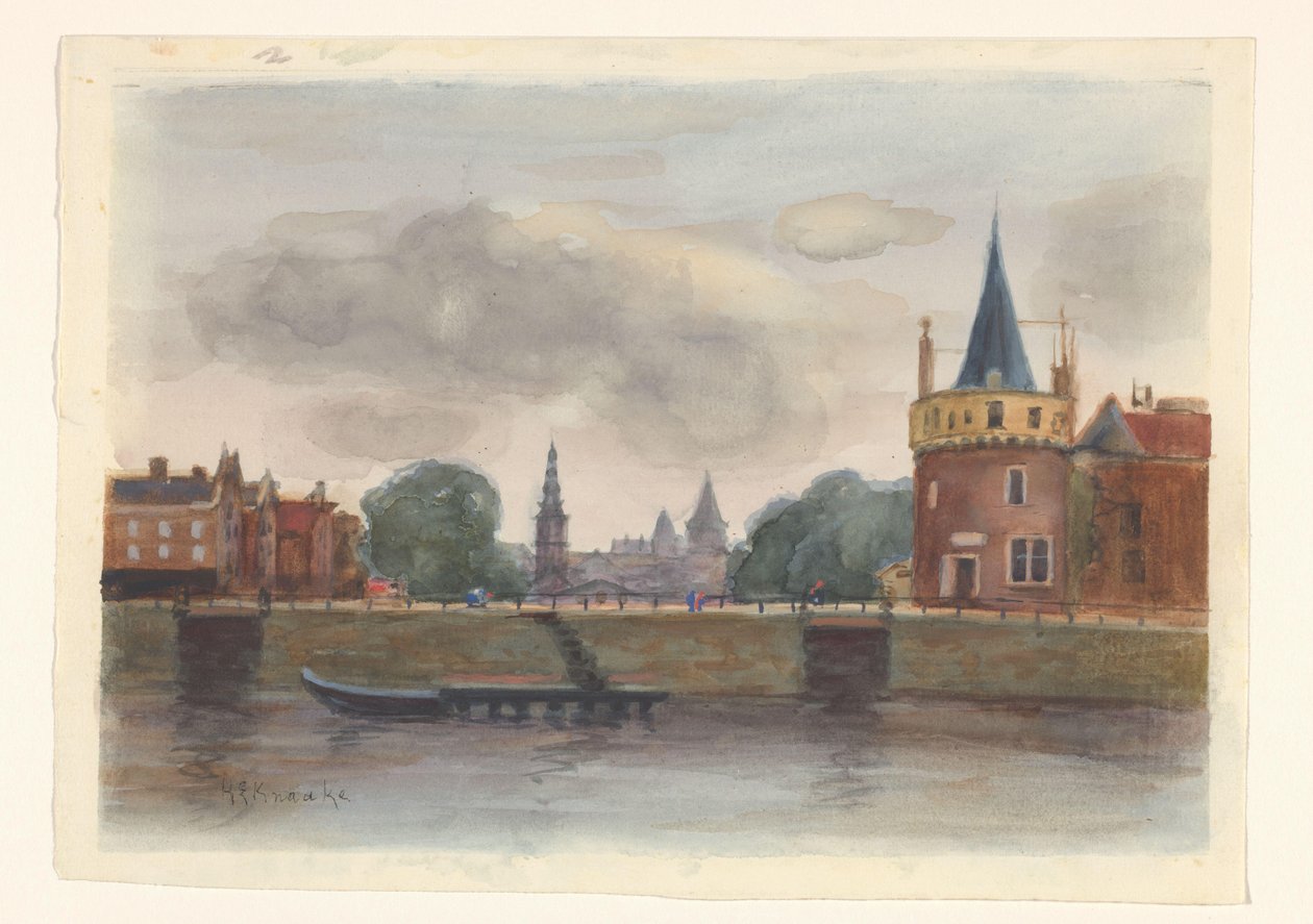 Widok na Schreierstoren w Amsterdamie autorstwa Herman Eduard Knaake (signed by artist)