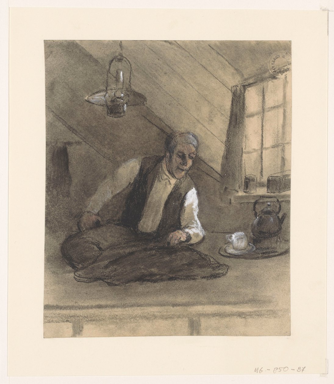 Krawiec w pracy w pokoju na poddaszu autorstwa Herman Heijenbrock (possibly)