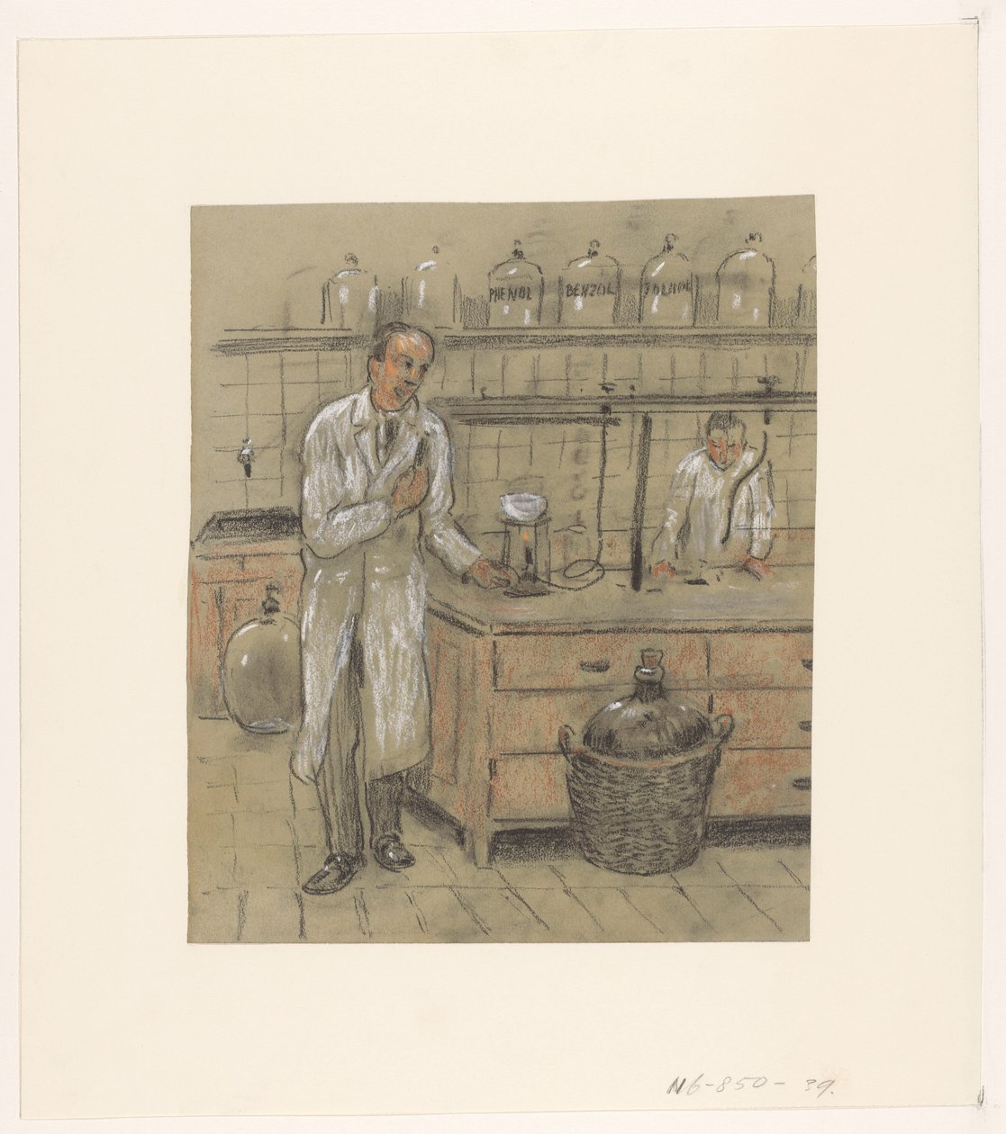 Dwóch mężczyzn w laboratorium autorstwa Herman Heijenbrock (possibly)