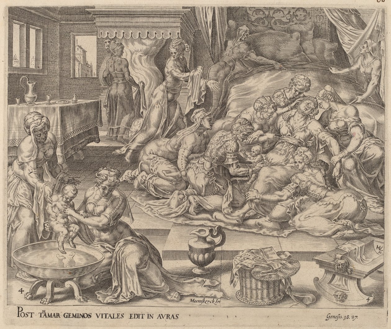 Narodziny Fareza i Zara autorstwa Herman Jansz Muller after Maerten van Heemskerck