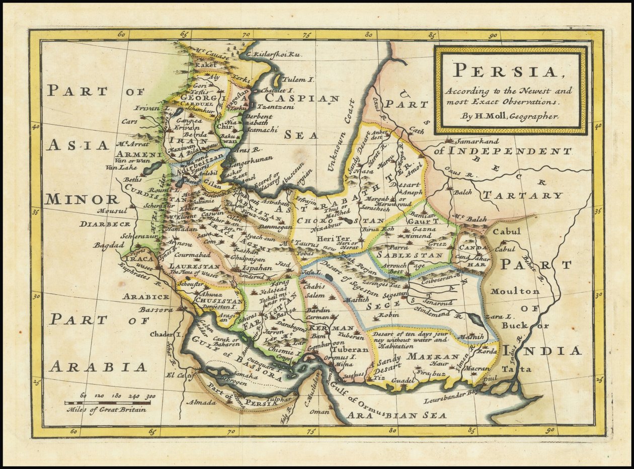 Mapa Persji z 1740 r. autorstwa Herman Moll