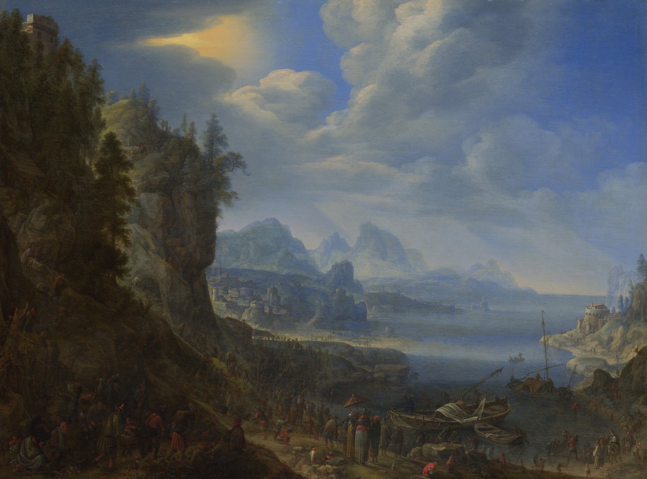 Chrystus nauczający z łodzi św. Piotra na jeziorze Genezaret, 1667 autorstwa Herman Saftleven