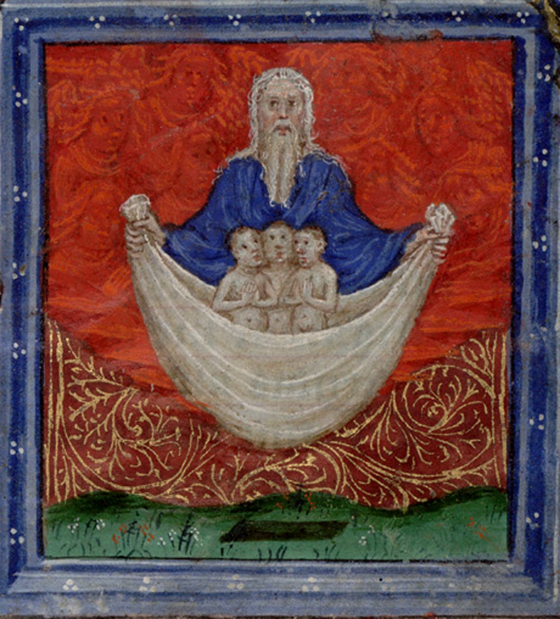 Bóg Ojciec z trzema duszami wskrzeszony z martwych Godzin, ok.1410 autorstwa Herman Scheerre