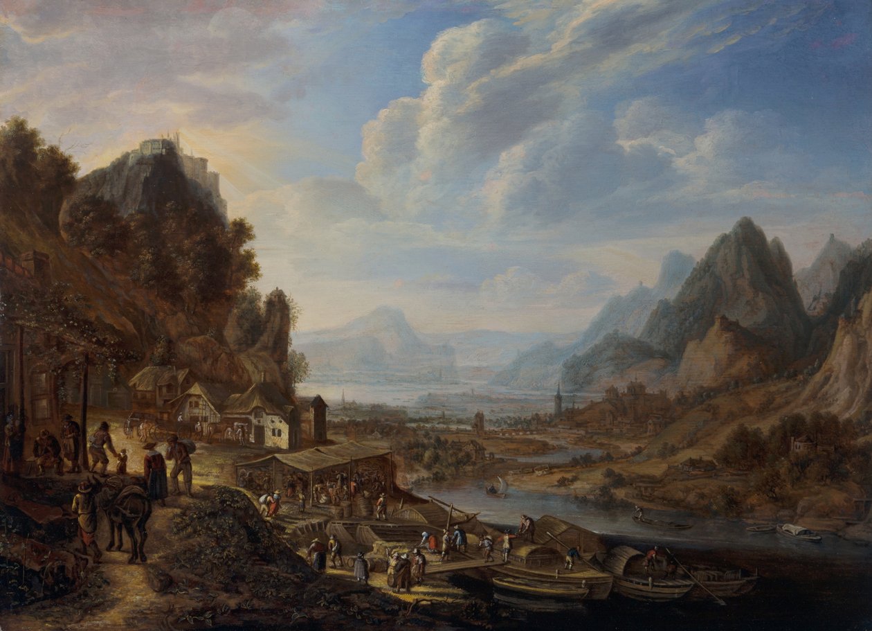 Nadreński krajobraz rzeczny autorstwa Herman the Younger Saftleven