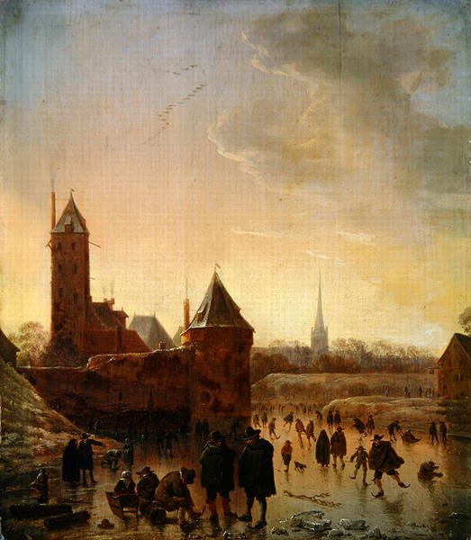 Jazda na łyżwach przed murami miasta Utrecht autorstwa Herman the Younger Saftleven