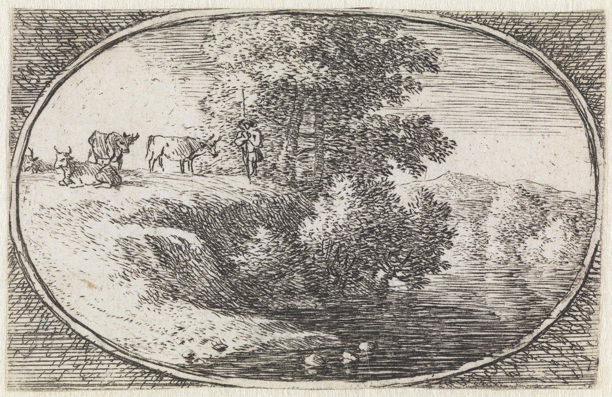 Krajobraz (nr 12 z serii: „variae campestrum fantasiae”) autorstwa Herman van Swanevelt