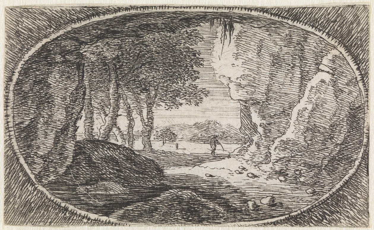 Krajobraz (nr 8 z serii: „variae campestrum fantasiae”) autorstwa Herman van Swanevelt