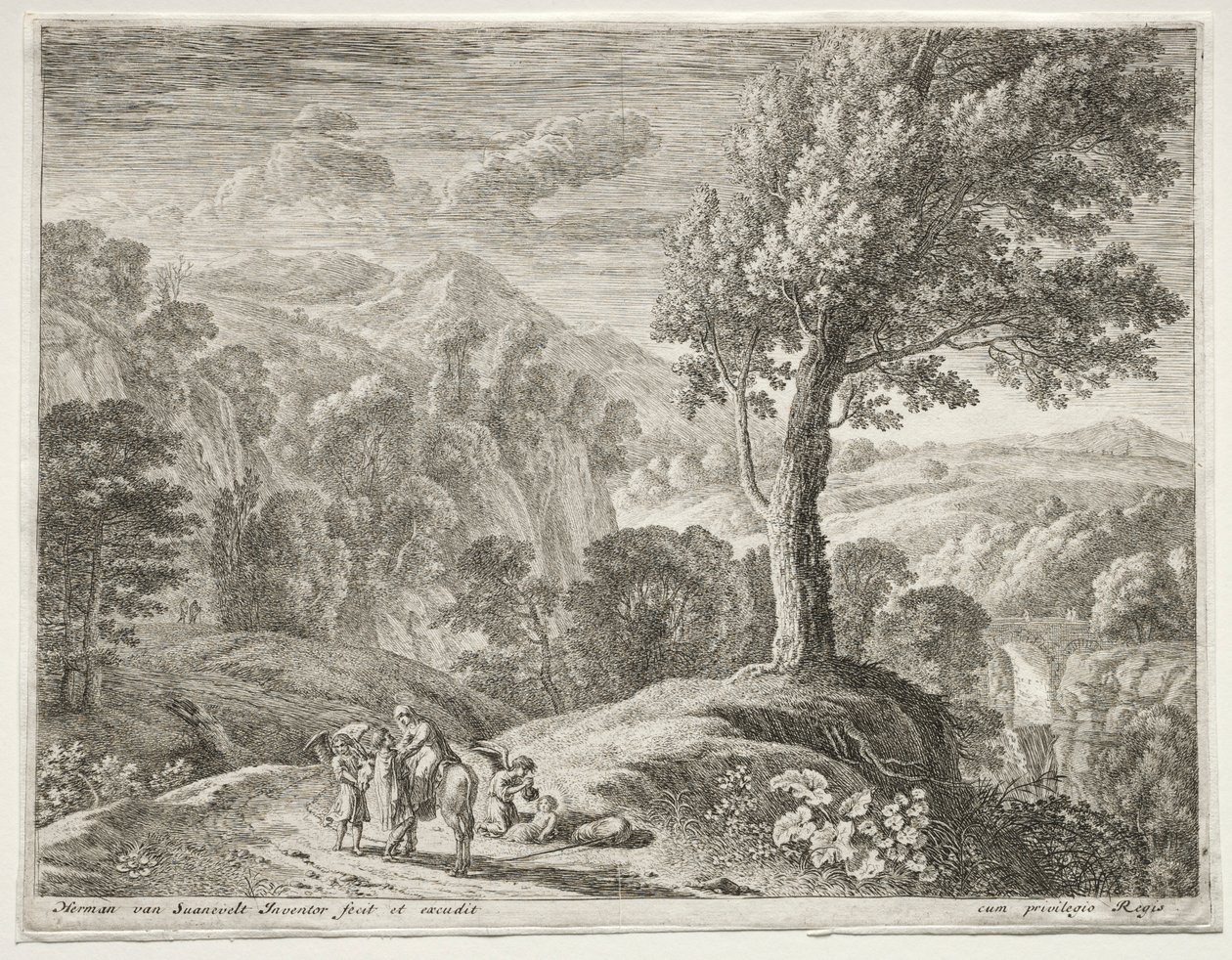 Wielkie Drzewo i Kaskada, c. 1652-1654. autorstwa Herman van Swanevelt