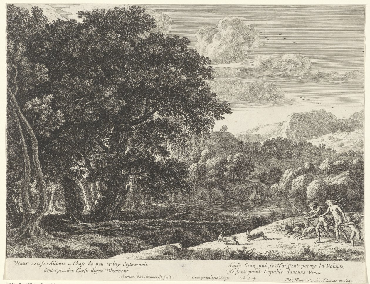 Wenus i Adonis na polowaniu Historia Adonisa (tytuł serii) autorstwa Herman van Swanevelt