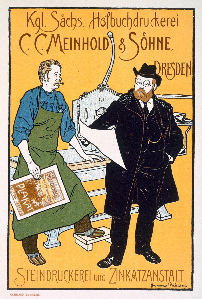 Pster reklamujący litografów CC Meinhold and Sons, Drezno autorstwa Hermann Behrens