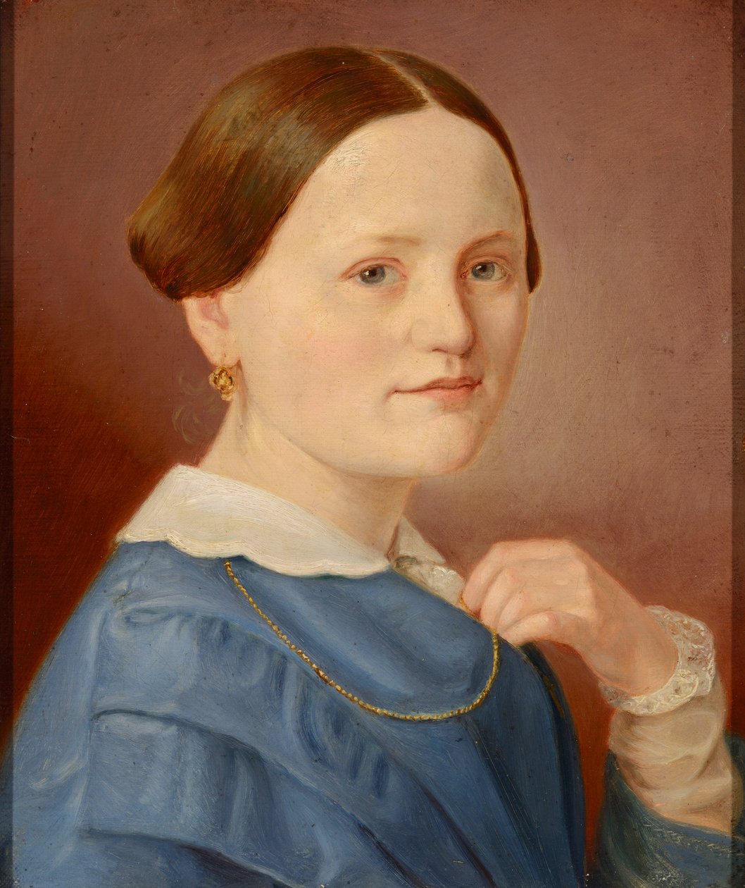 Portret pani z naszyjnikiem w jasnej sukni autorstwa Hermann Eduard Hartmann