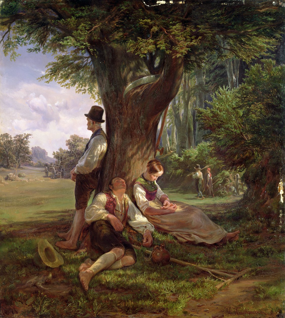 Chłopi mający siestę, 1841 autorstwa Hermann Kauffmann