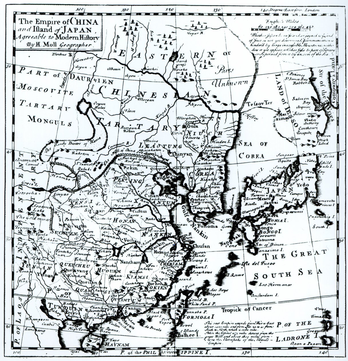 Cesarstwo Chińskie i Wyspa Japonii, wyd. w Londynie autorstwa Hermann Moll