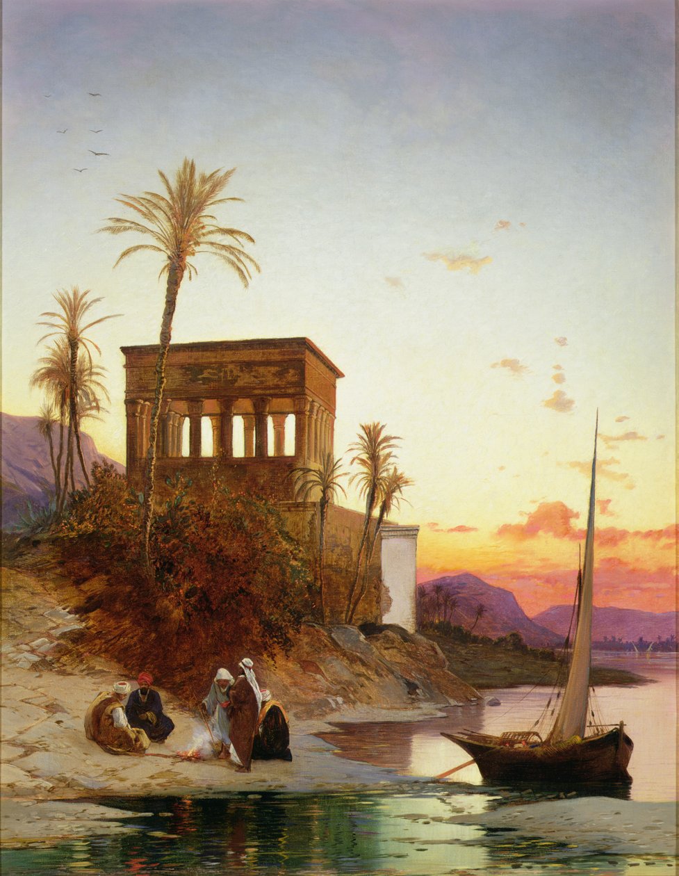 Ognisko nad rzeką, kiosk Trajana, ok.1880 autorstwa Hermann David Salomon Corrodi