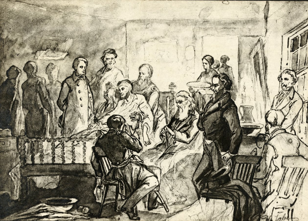 Abraham Lincoln na łożu śmierci, ok. 1865 r autorstwa Hermann Faber