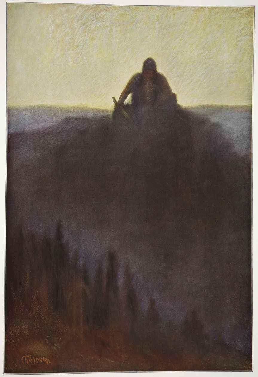 Wotan czeka na koniec w Walhalli ze złamaną włócznią, 1906 autorstwa Hermann Hendrich