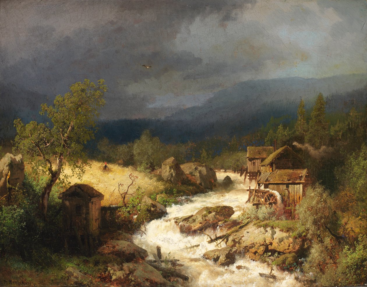 Młyn na potoku, 1871. autorstwa Hermann Herzog