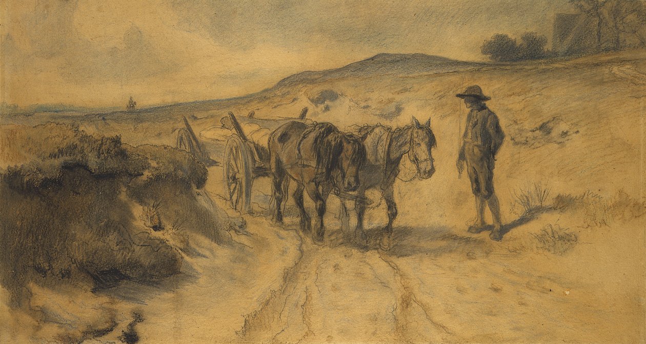 Na Moorland, ok. 1855 (kreda i ołówek na tekturze) autorstwa Hermann Kauffmann