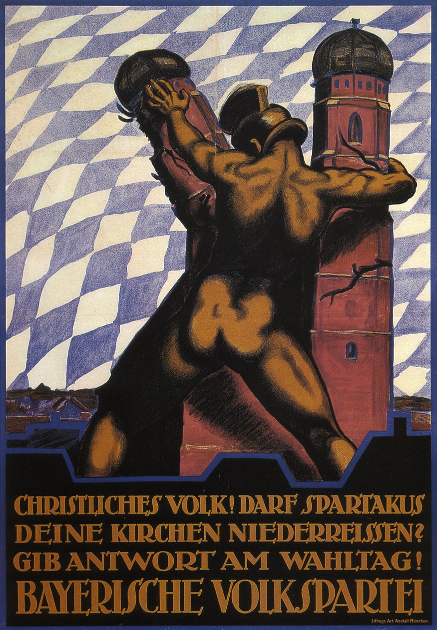 Chrześcijanie! Czy Spartakus zburzy wasze kościoły, 1919 autorstwa Hermann Keimel