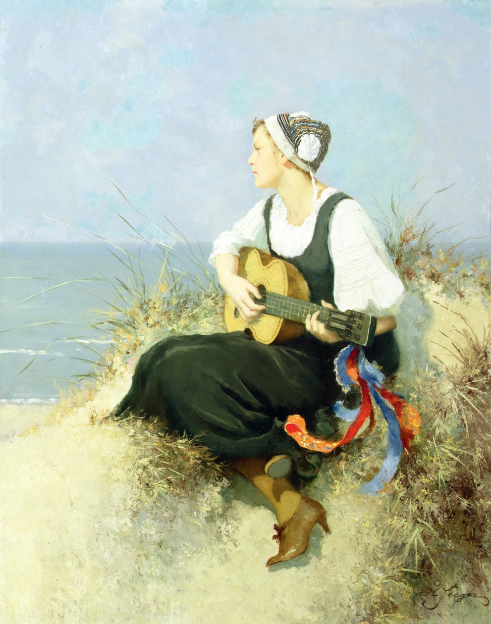 Na plaży (olej na płótnie) autorstwa Hermann Seeger