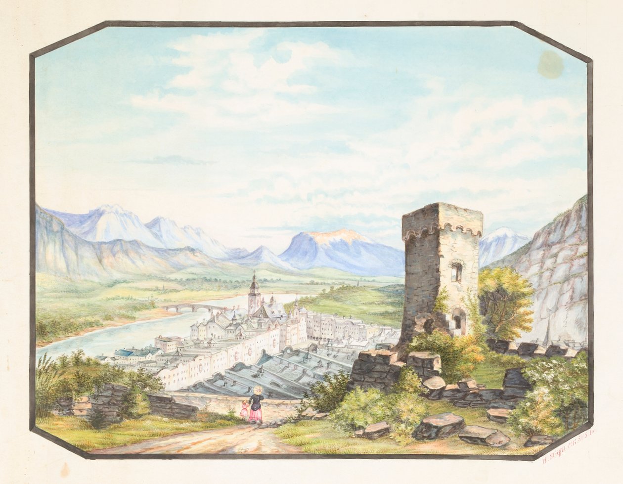 Rattenberg, Tyrol, ca. 1858-1882. autorstwa Hermann Stieffel
