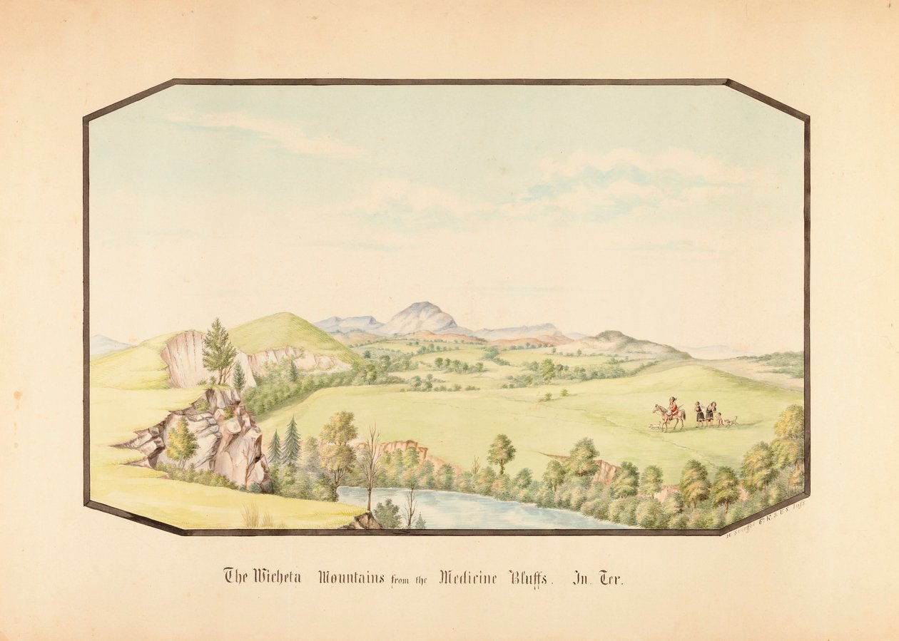 Góry Wichita z Medicine Bluff, Terytorium Indiańskie autorstwa Hermann Stieffel