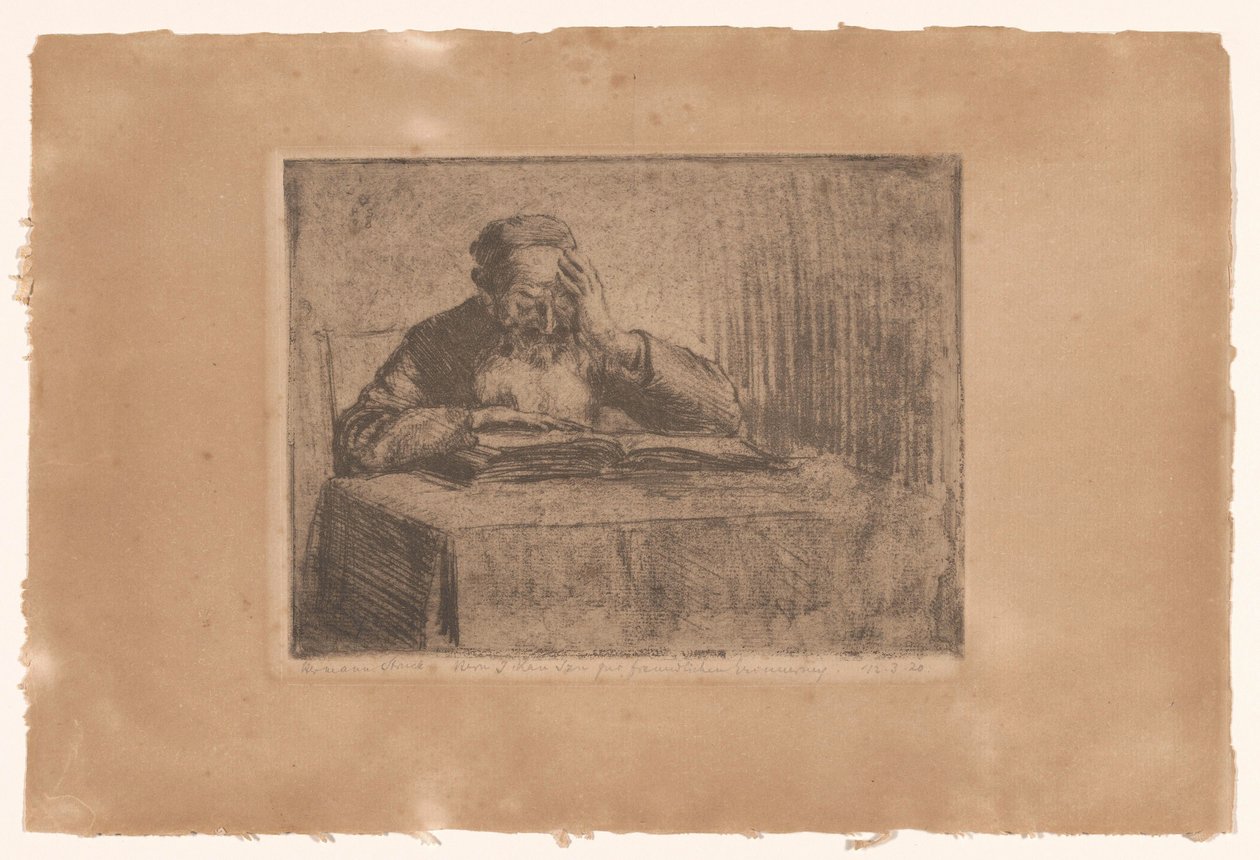 Żyd czytający autorstwa Hermann Struck (signed by artist)