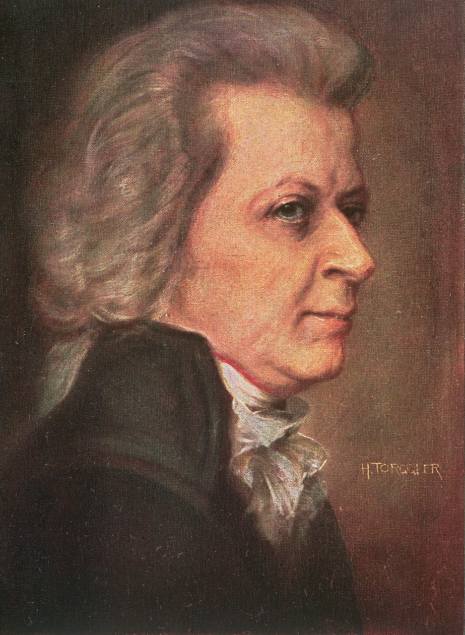 Wolfgang Amadeus Mozart (1756-91) wyd. 1904 (kolor lito) autorstwa Hermann Torggler