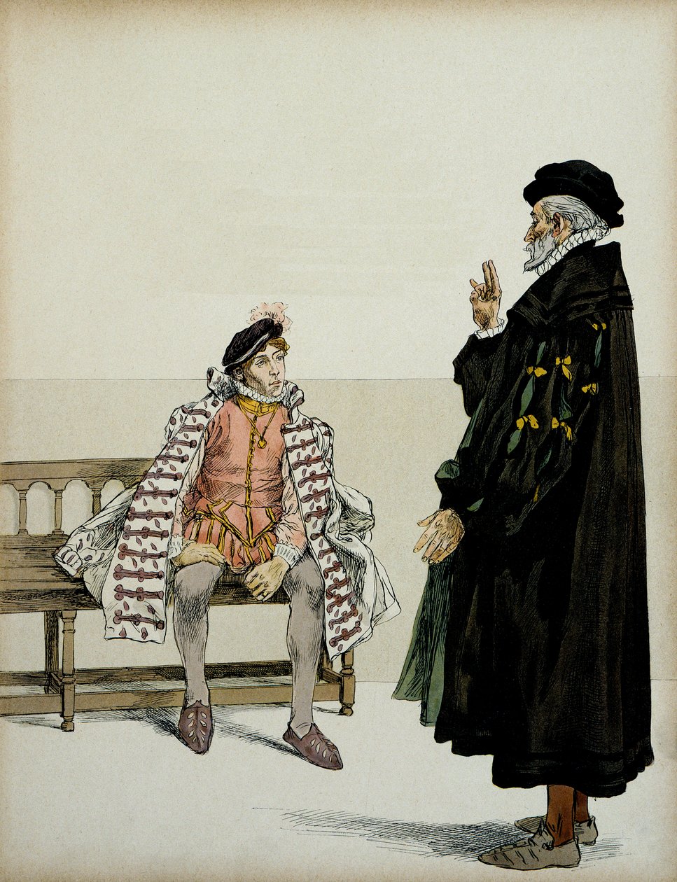 Henryka IV (1553-1610) przed swoim profesorem La Gaucherie. Ilustracja Hermanna Vogla (1856-1918) w „”Henri IV”” autorstwa Hermann Vogel