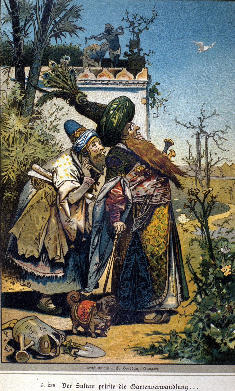 Ilustracja Vogla do opowieści o braciach Jakubie (1785-1863) i Wilhelmie (1786-1859) Grimm: „Stary sułtan” autorstwa Hermann Vogel