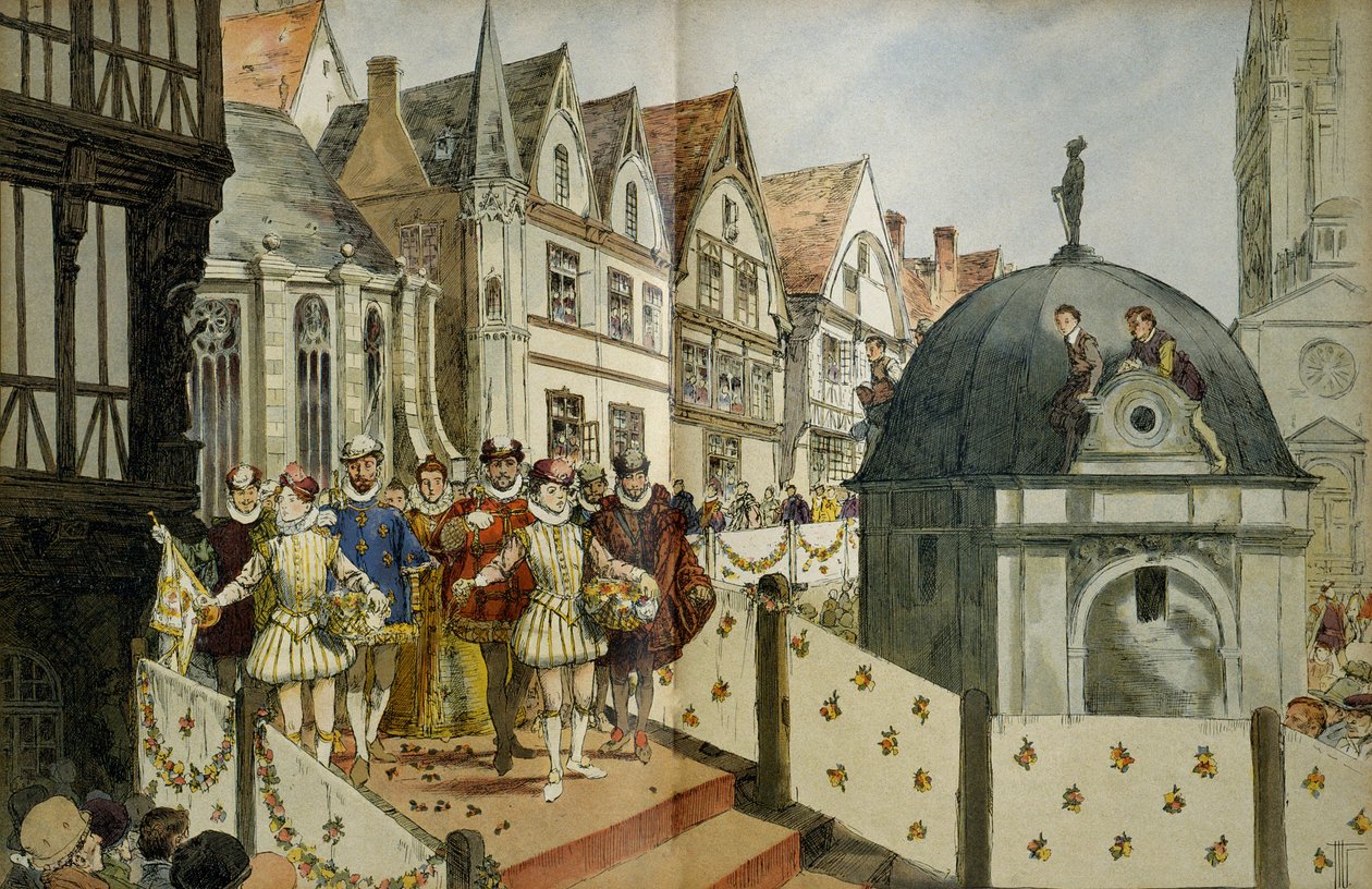 Orszak królewski na ulicach Paryża z okazji ślubu, 18 sierpnia autorstwa Hermann Vogel