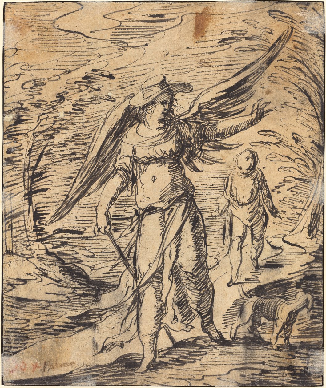 Tobiasz i Anioł [verso] autorstwa Hermann Weyer
