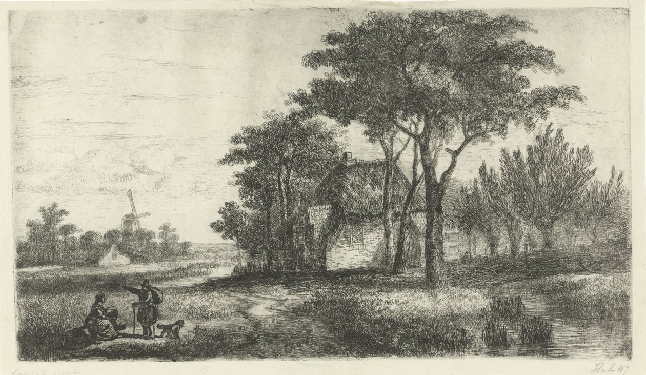 Krajobraz z turystą autorstwa Hermanus Jan Hendrik van Rijkelijkhuysen