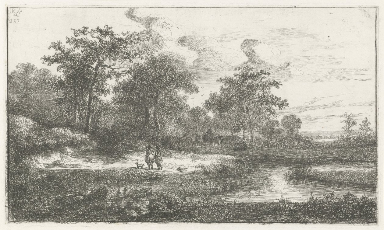 Dwóch myśliwych w ven autorstwa Hermanus Jan Hendrik van Rijkelijkhuysen