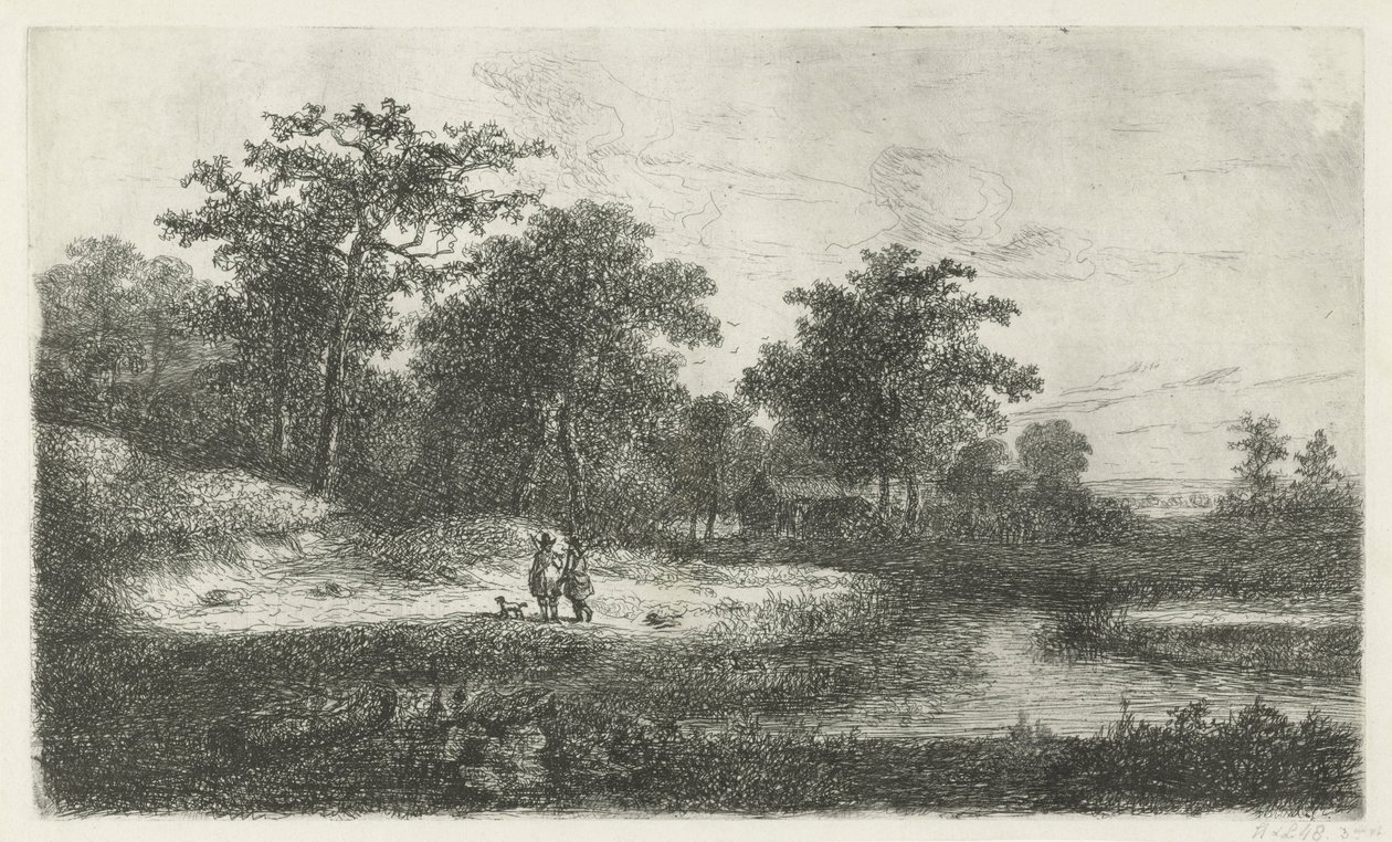 Dwóch myśliwych w ven autorstwa Hermanus Jan Hendrik van Rijkelijkhuysen