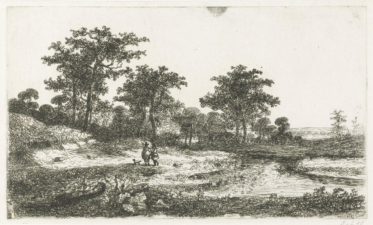 Dwóch myśliwych w ven autorstwa Hermanus Jan Hendrik van Rijkelijkhuysen
