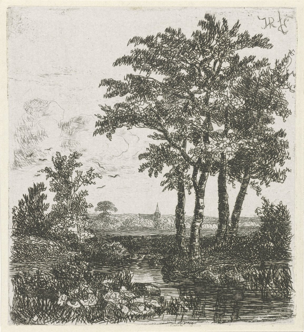 Cztery drzewa na rowie autorstwa Hermanus Jan Hendrik van Rijkelijkhuysen