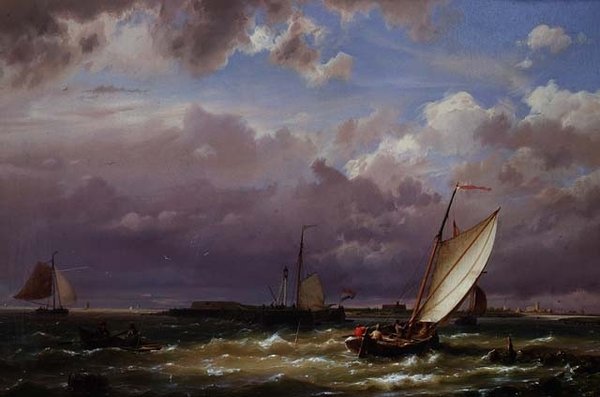 Off Enkhuizen, na Zuider Zee autorstwa Hermanus Koekkoek