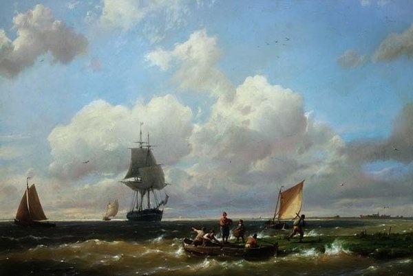 Off Helvoetsluys, Wyspa Voorne autorstwa Hermanus Koekkoek