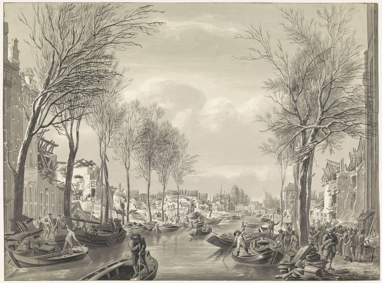 Prace konserwatorskie na Steenschuur po katastrofie, 1807 autorstwa Hermanus Numan (possibly)