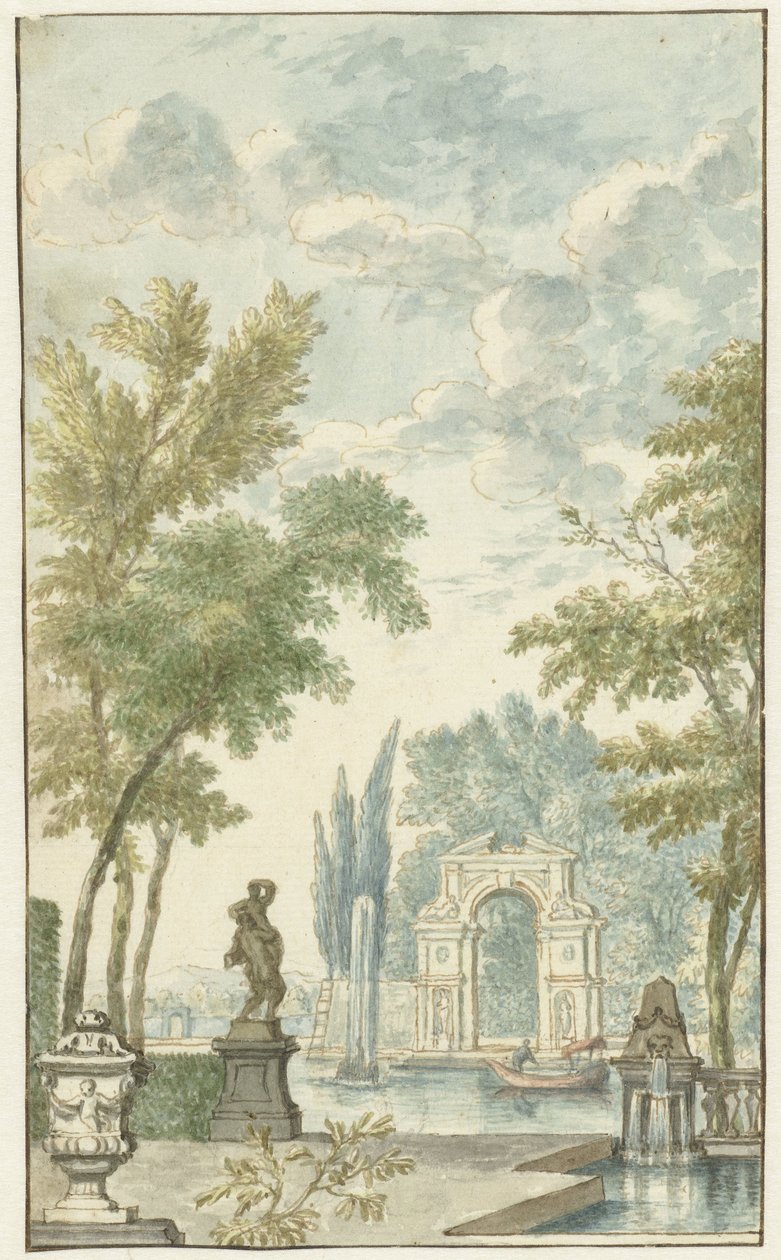 Ogród z fontanną autorstwa Hermanus Petrus Schouten (possibly)