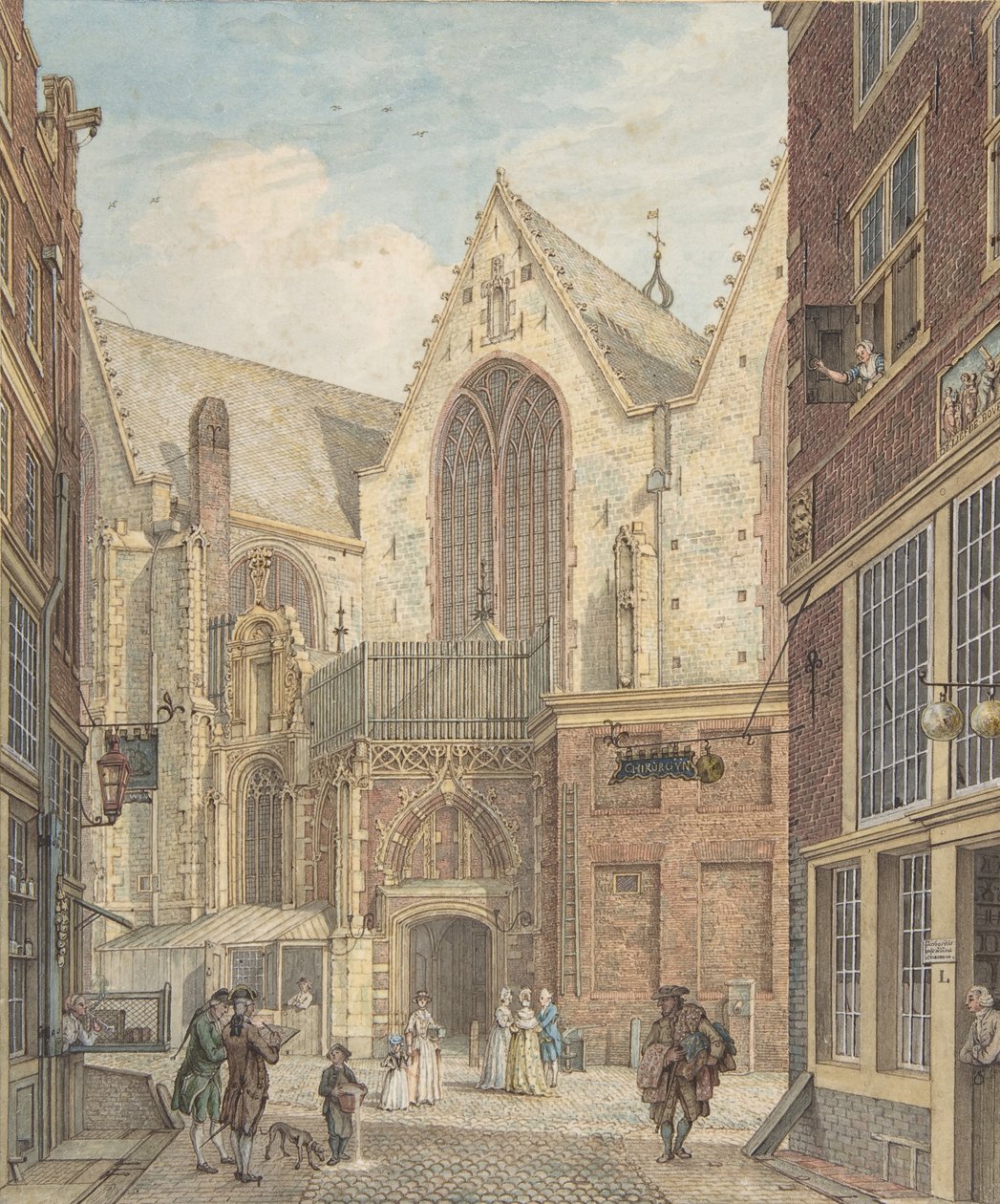 Widok na stary kościół w Amsterdamie, b.d. autorstwa Hermanus Petrus Schouten