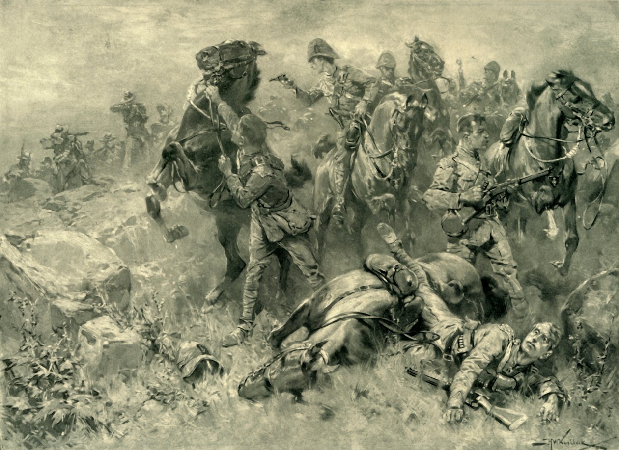 „Mishap to the Scots Greys w Klippan, 18 lutego 1902”, 1902. autorstwa Hermanus Willem Koekkoek