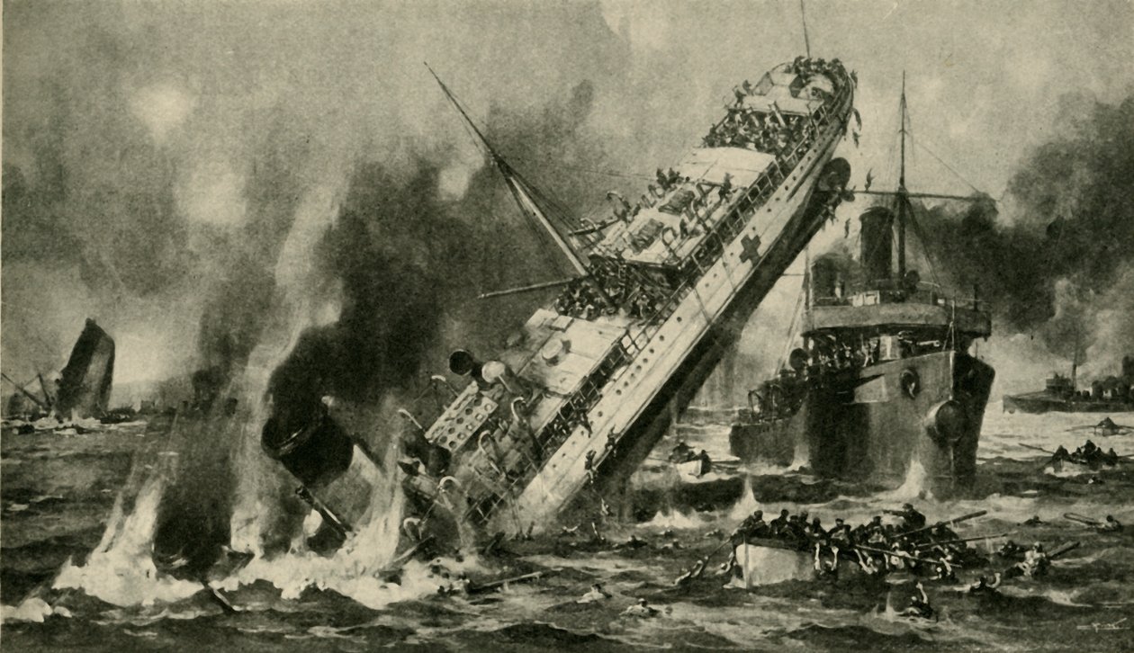 Zatonięcie Anglii, I wojna światowa, 17 listopada 1915, ok. 1920. autorstwa Hermanus Willem Koekkoek