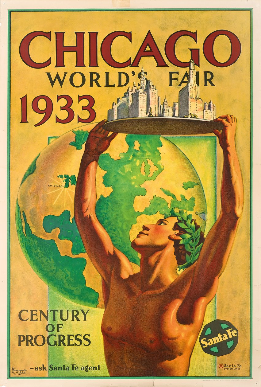 Plakat reklamujący Wystawę Światową w Chicago w 1933 roku autorstwa Hernando Villa