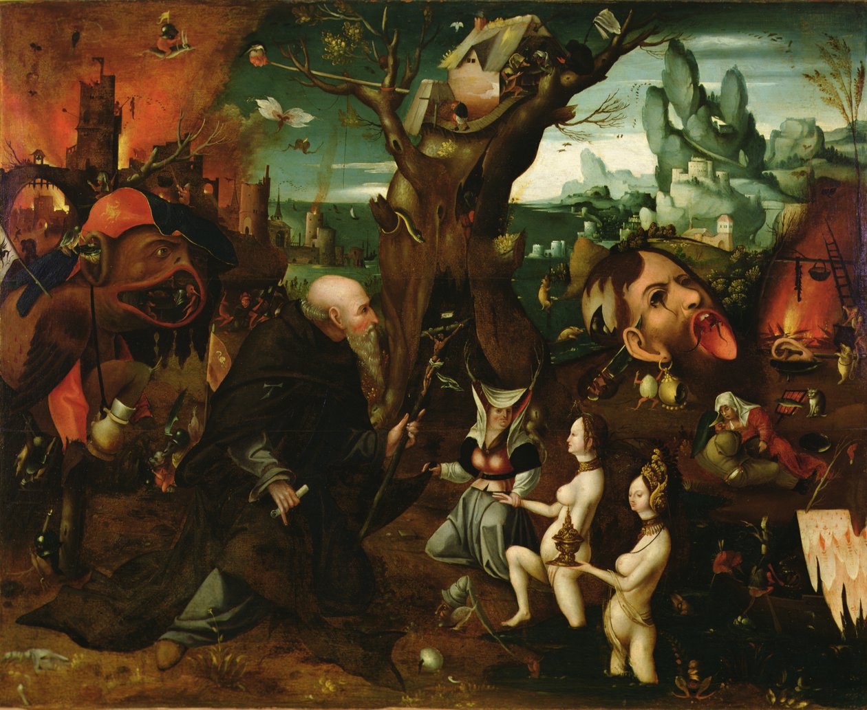 Kuszenie św. Antoniego (olej na desce) autorstwa Herri met de (c.1510 p.1550) Bles