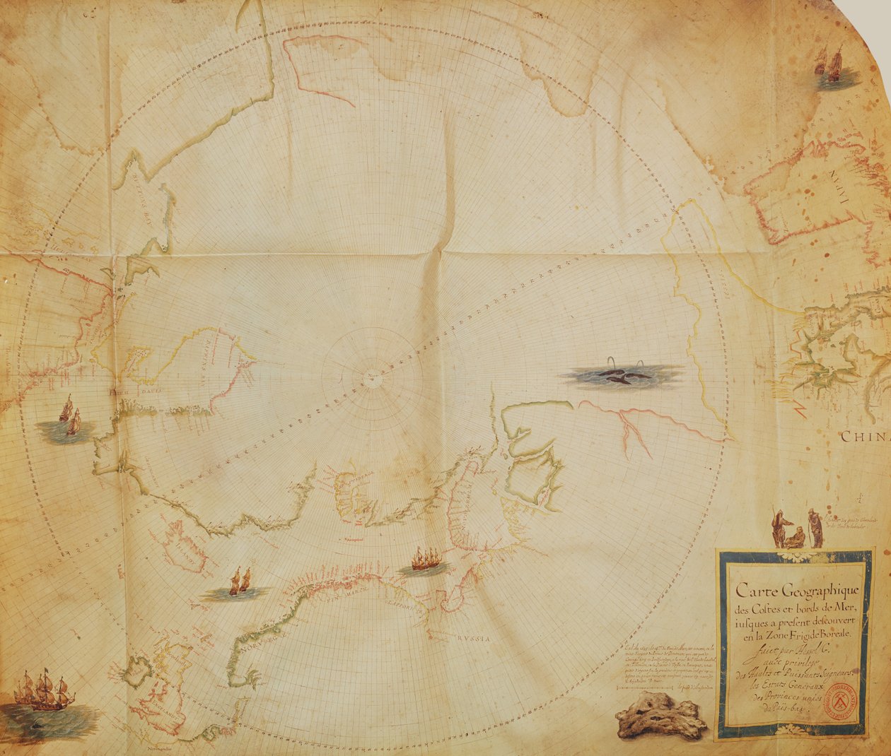 Pani 1288 fol. 1 Polarna zorza polarna ze „Zbioru holenderskich map morskich” autorstwa Hessel Gerritsz