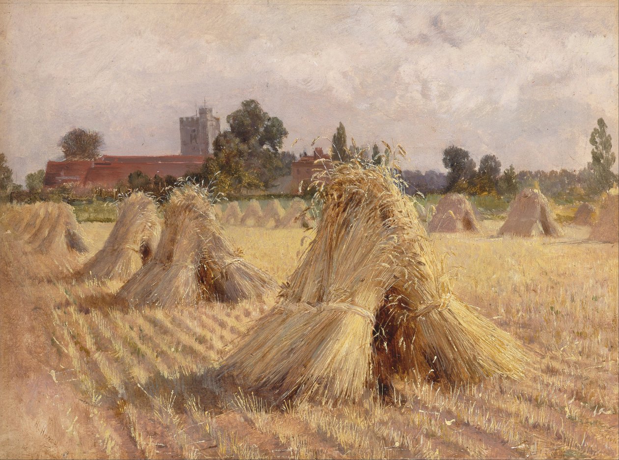 Stook kukurydziany przez Bray Church autorstwa Heywood Hardy